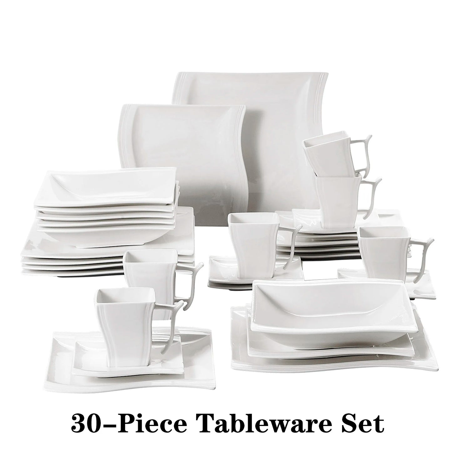 MALACASA Flora White Porcelain Dinnerware Set For 12 People