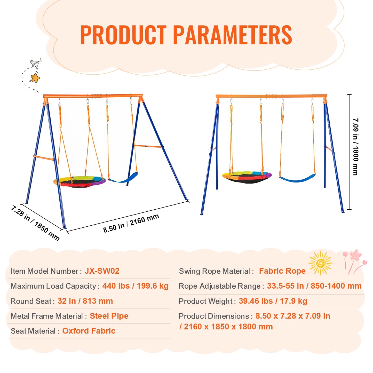 SucceBuy Backyard Swing Set With 600 Lb Capacity And Seats