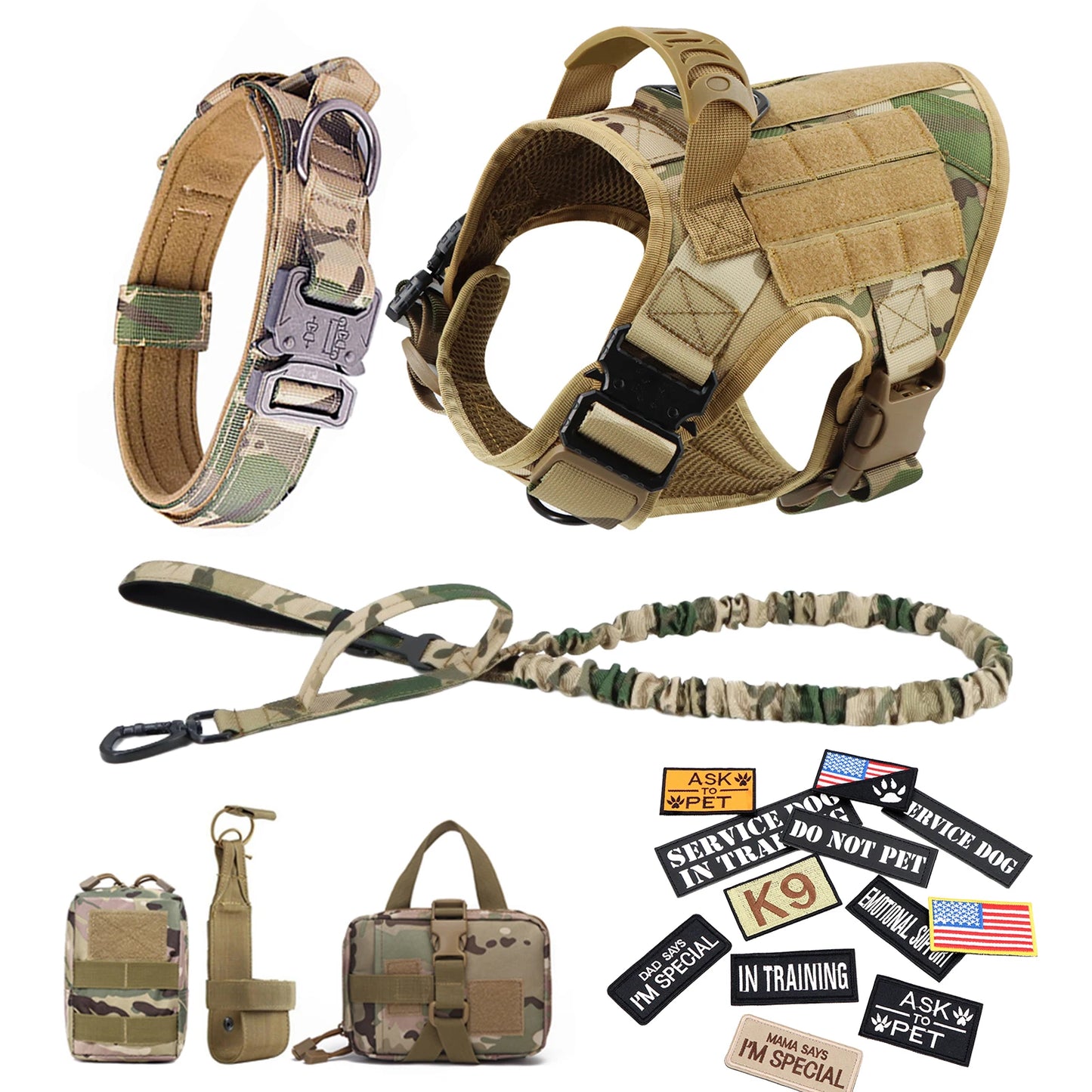 PETRAVEL Military Dog Harness Vest Set For Training