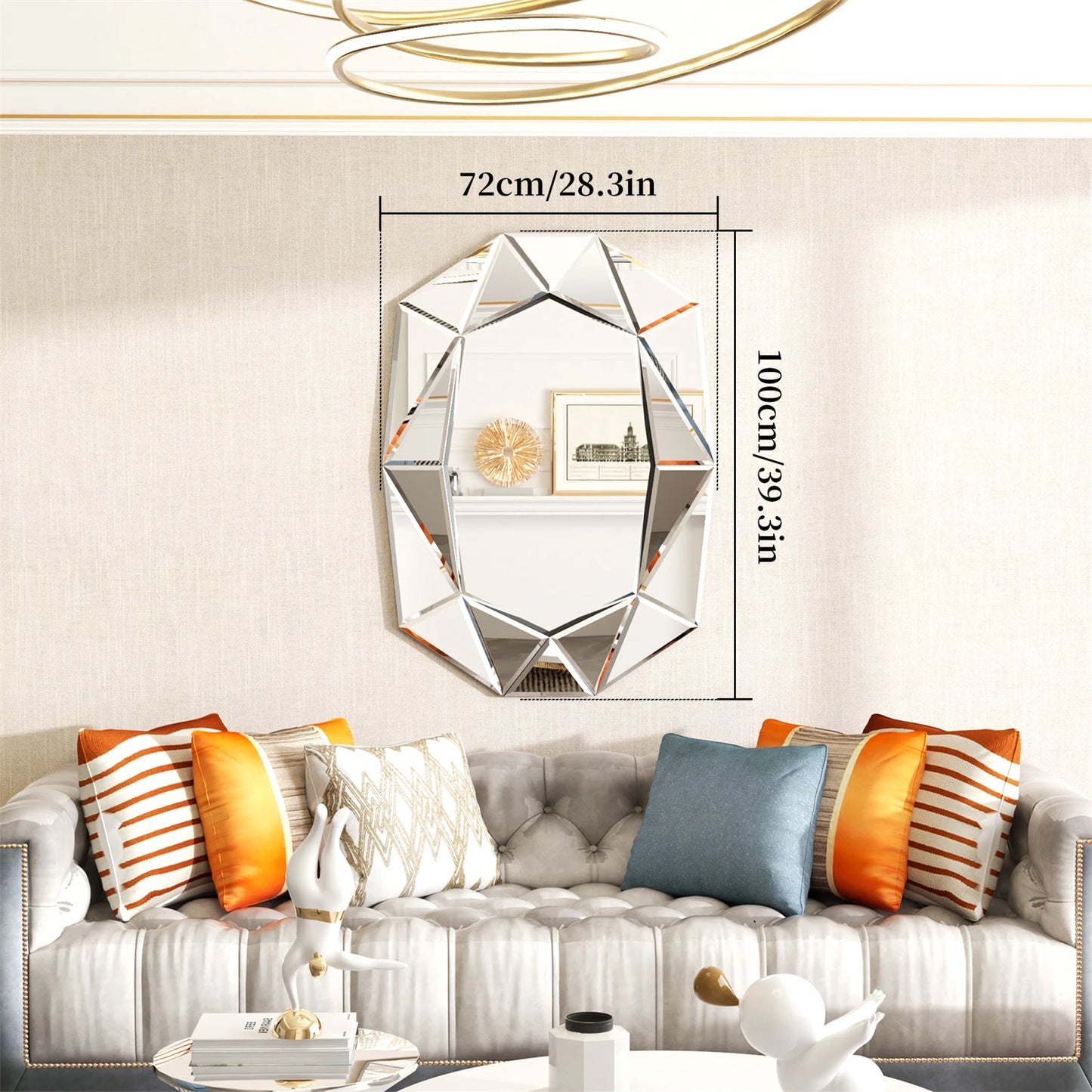 Asymmetrical Venetian Glass Inlay Wall Mirror Decorative Accent