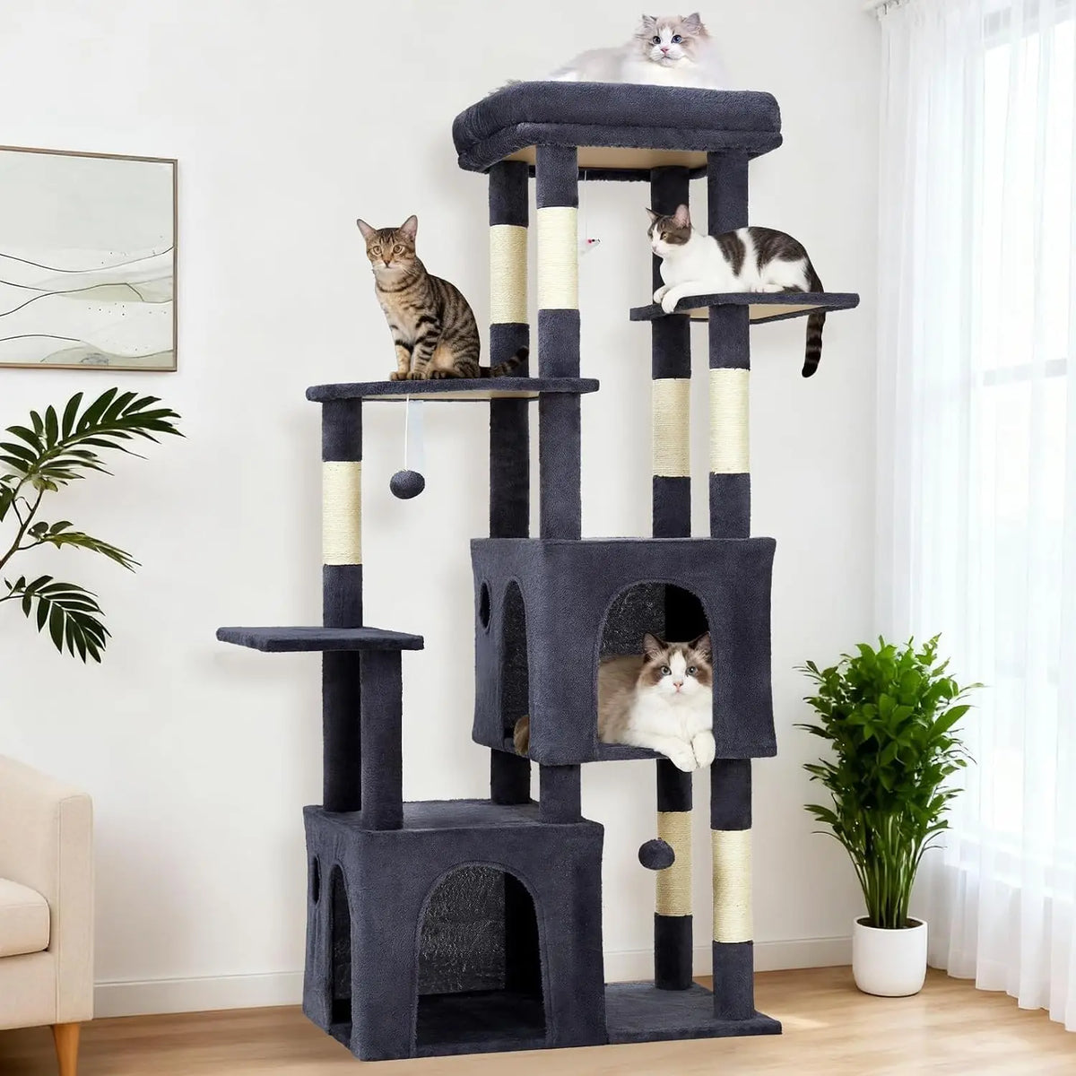 Multi Level Cat Tree With Scratching Posts And Cat Condos