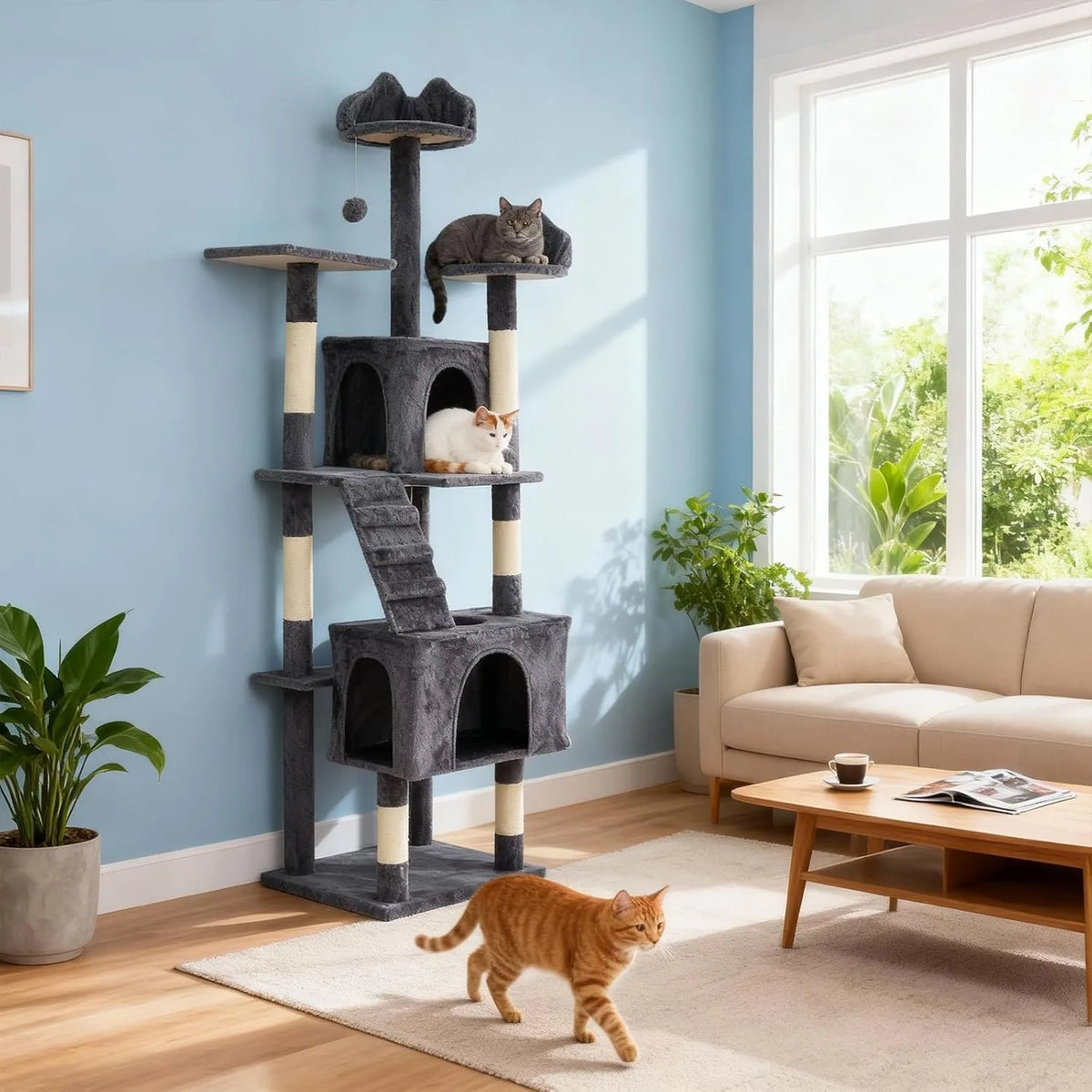 Sturdy Cat Tree With Sisal Scratching Posts And Condos