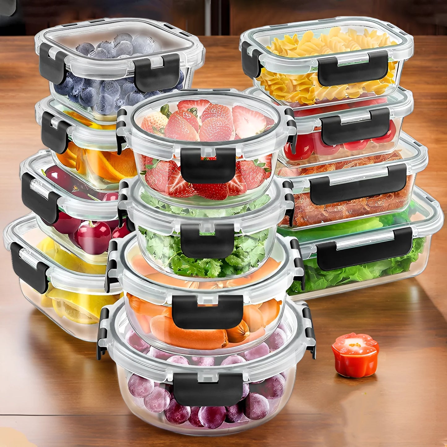 Glass Lunch Box Set 12 Pieces Airtight Containers BPA Free