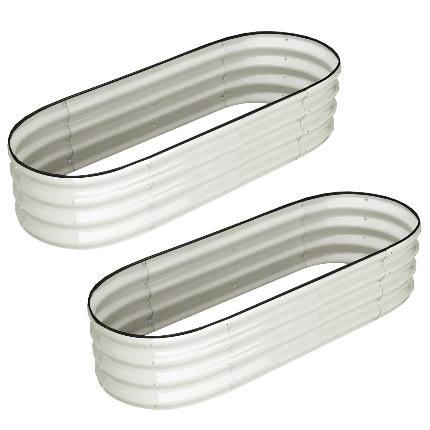 HiMISS Oval Galvanized Raised Garden Bed Outdoor Planter Two Piece