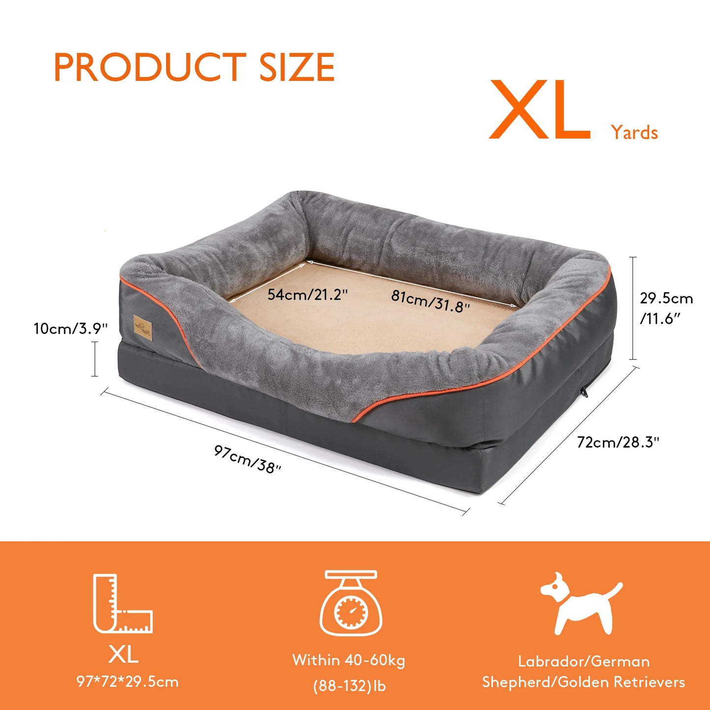 BINGOPAW Large Dog Bed With Removable Washable Cover Anti Allergy