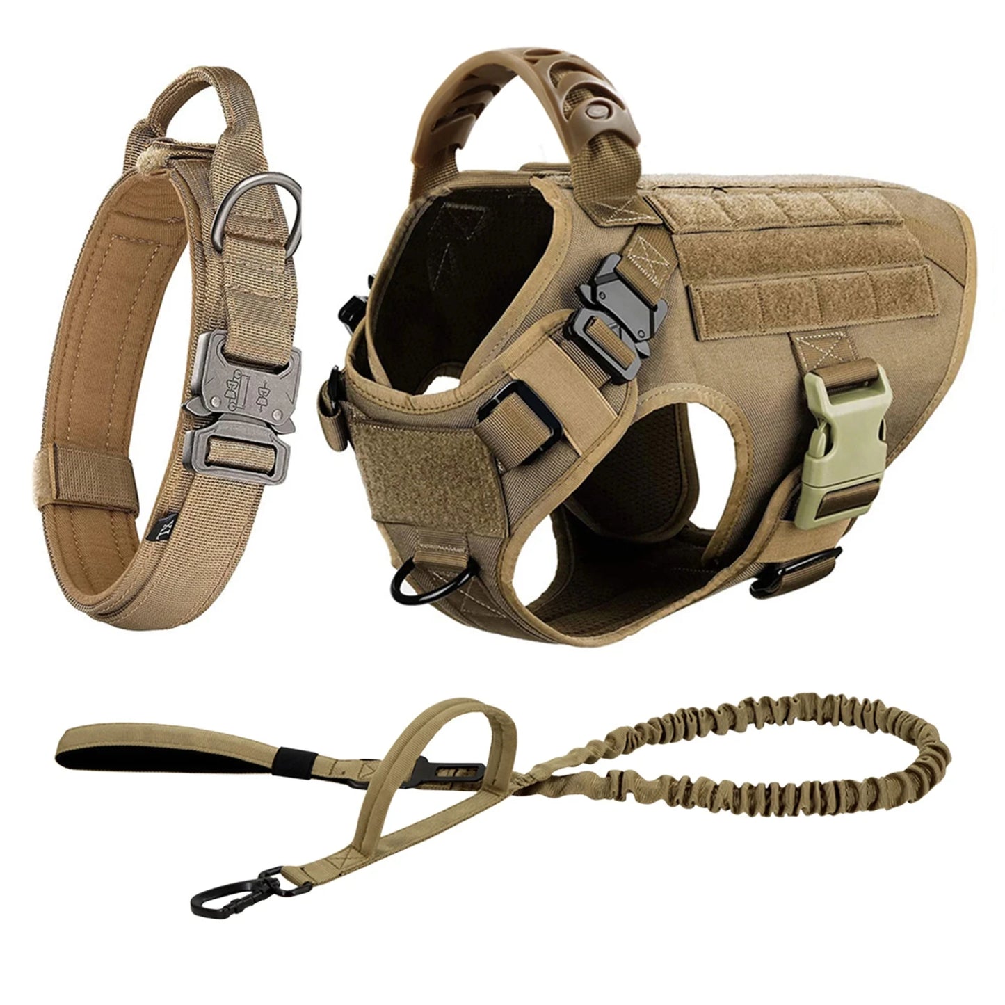 Adjustable Tactical Dog Harness Collar Leash Nylon Vest For Dogs
