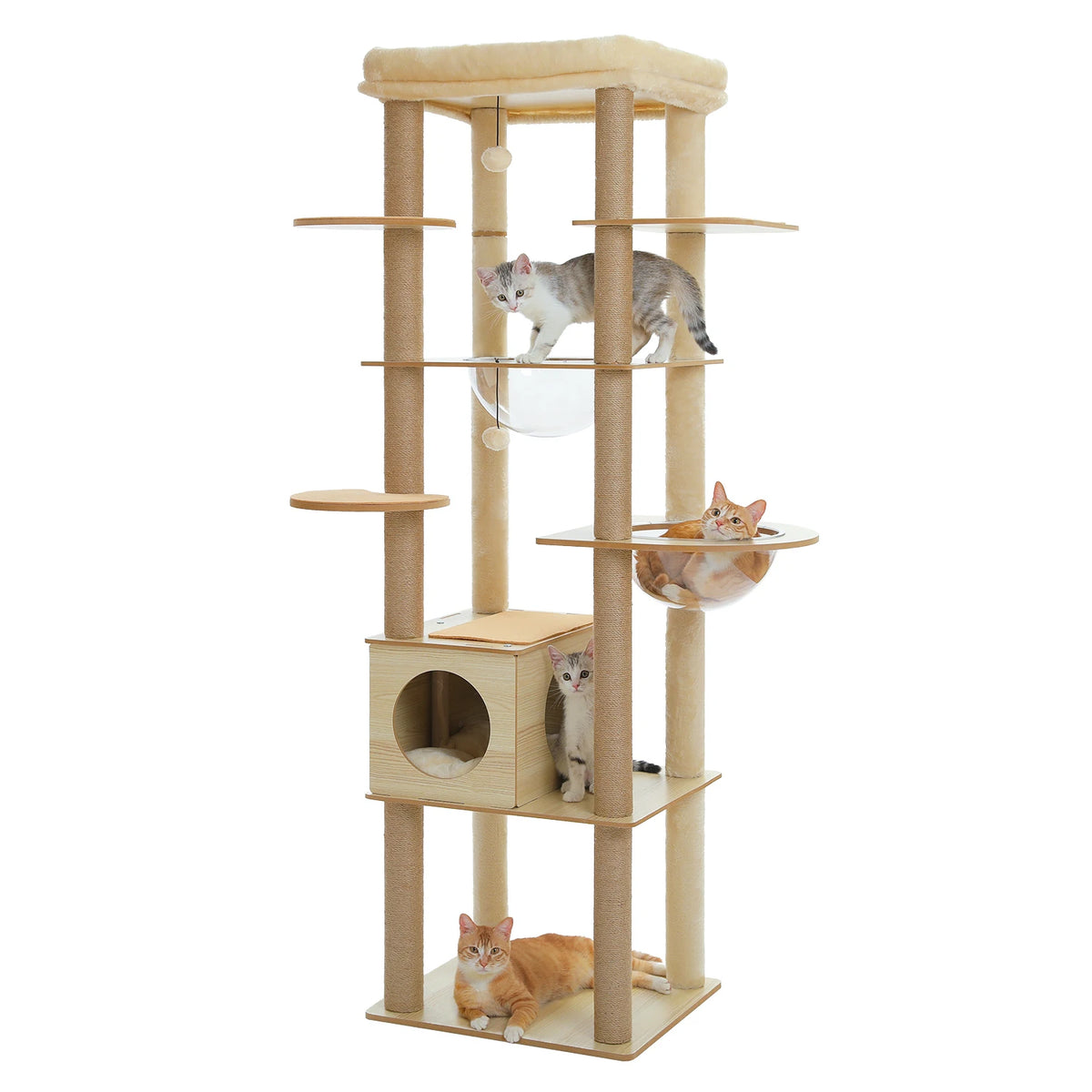 Pawz Roofer Multi Level Cat Tree With Scratching Posts Hammock