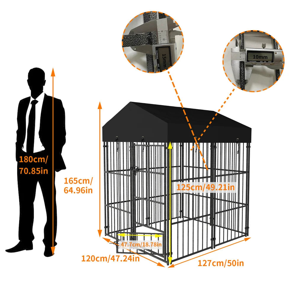 Borwart Heavy Duty Welded Metal Dog Kennel With Roof Cover