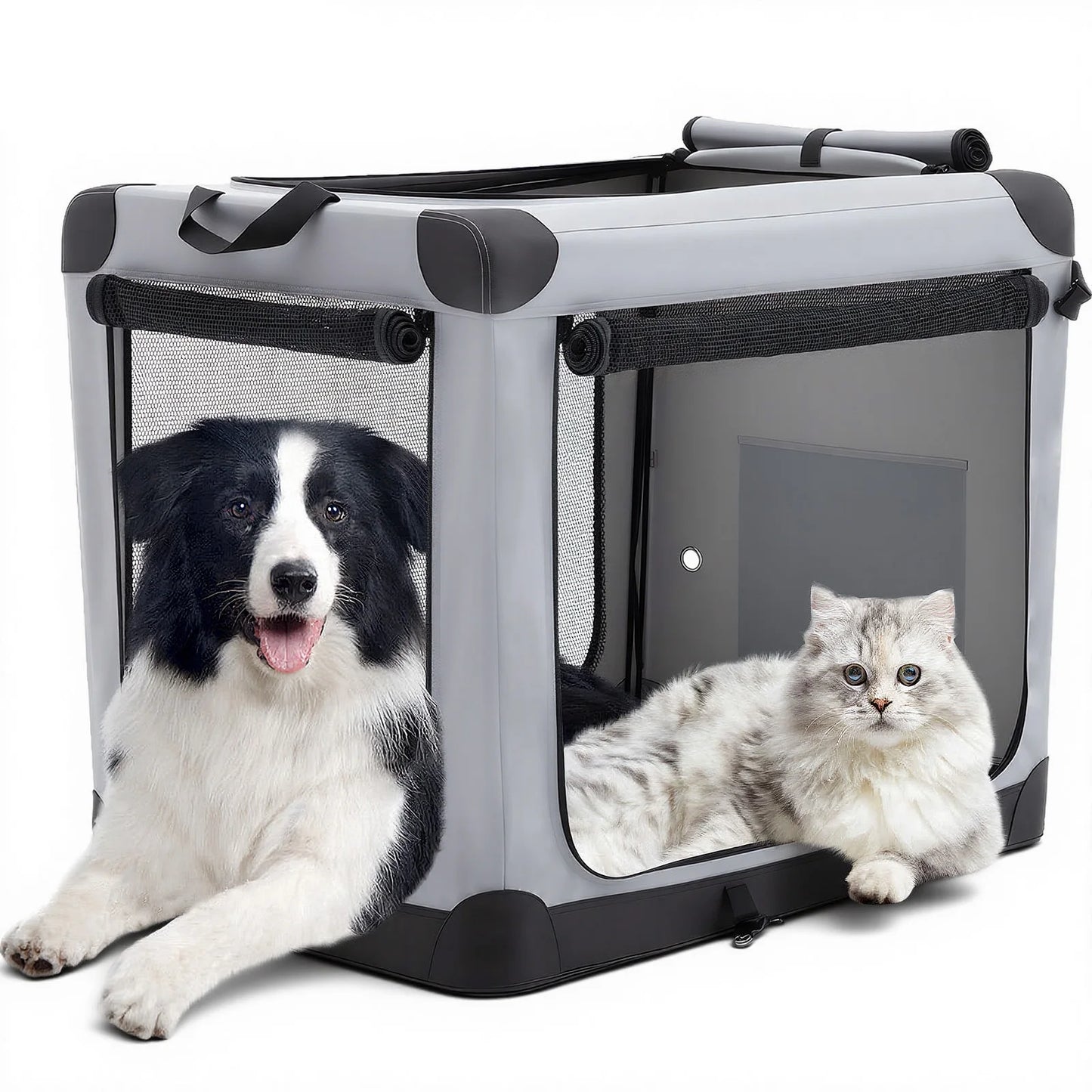 JHK 600D Oxford Foldable Soft Dog Crate With Three Doors Indoor