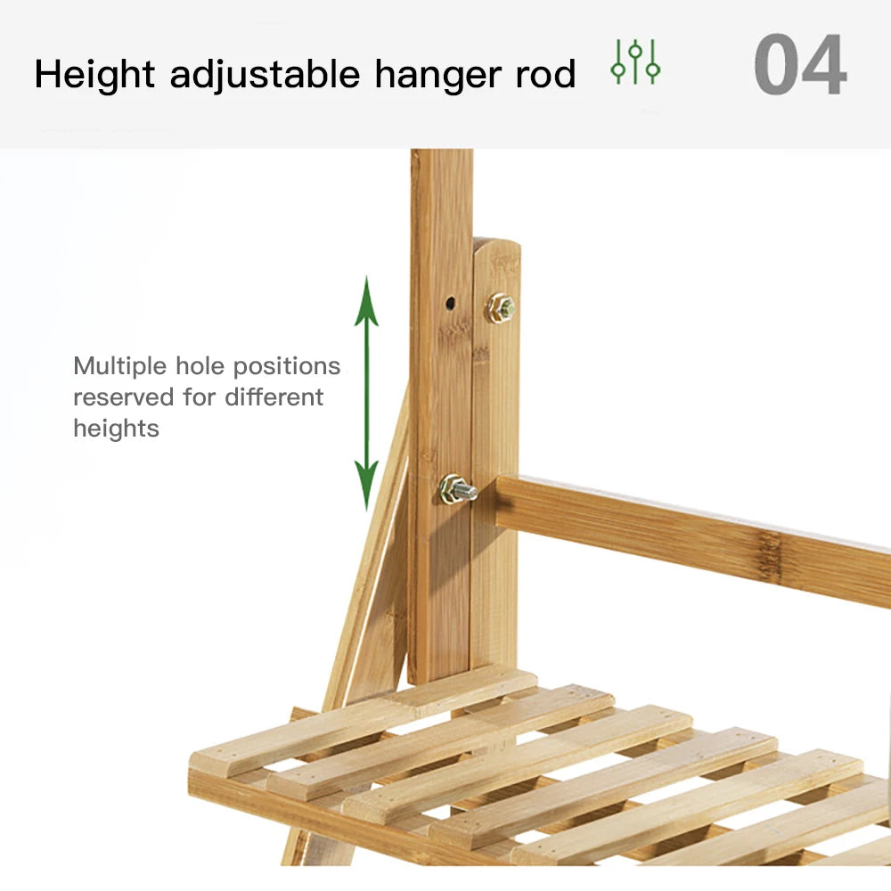 Bamboo Folding Plant Stand 3 Tier Indoor Outdoor Use