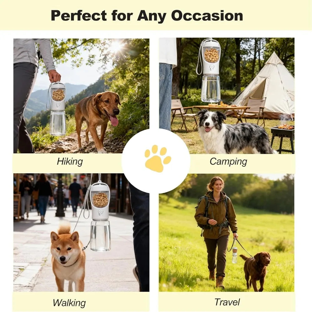 2-in-1 Portable Dog Water Bottle And Food Container BPA Free