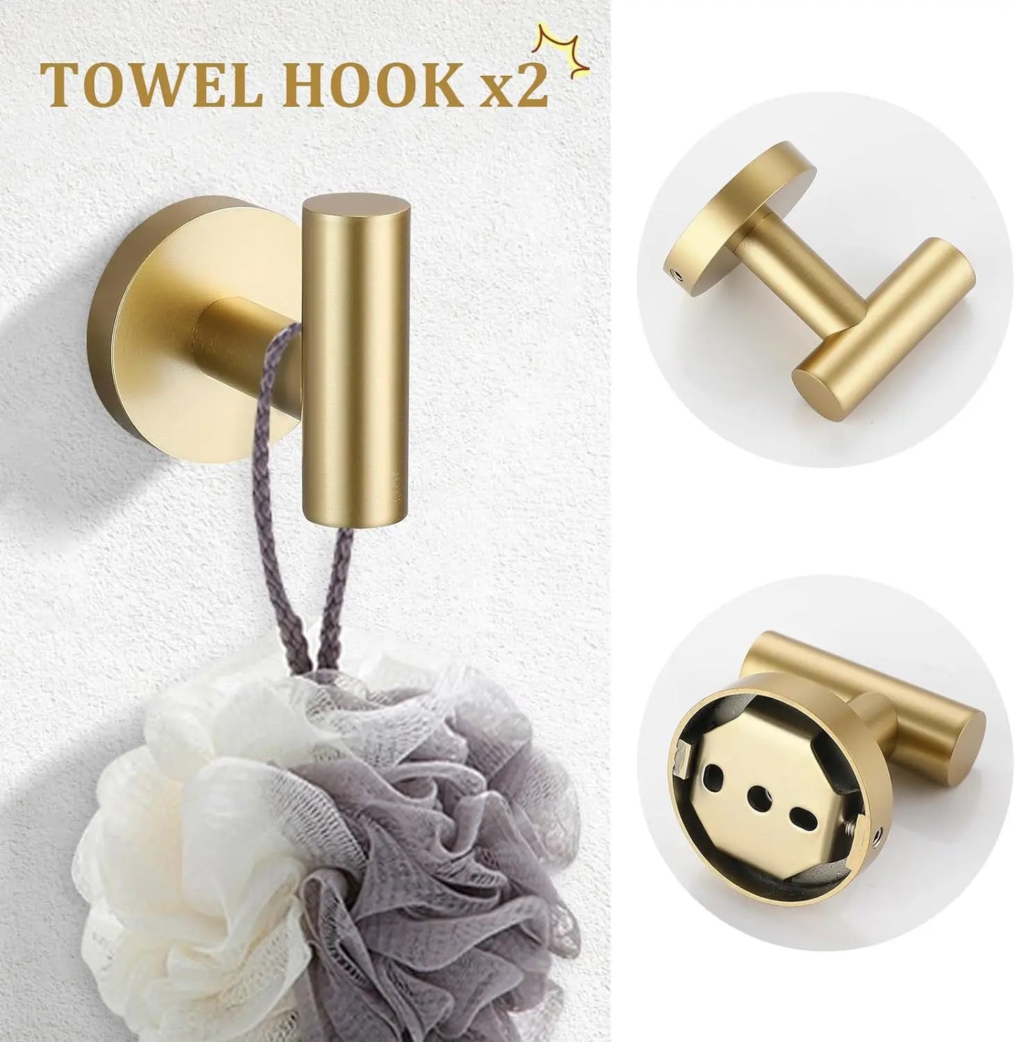 5 Piece Stainless Steel Bath Hardware Set Towel Bar