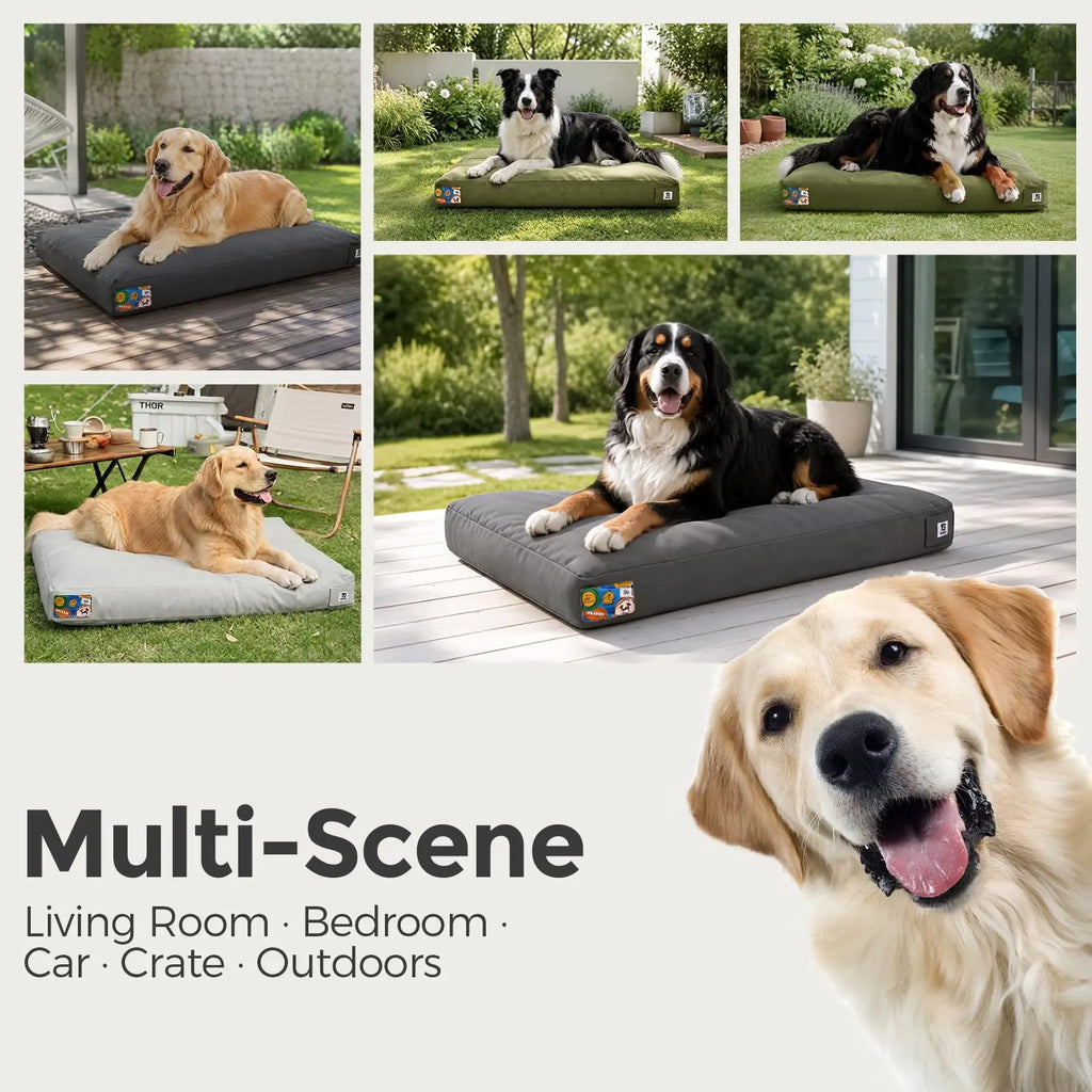 42-Inch Water-Resistant Canvas Dog Bed with Removable Cover Pet and Home Outlet