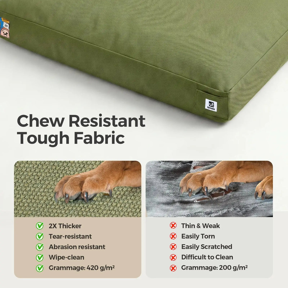 42-Inch Water-Resistant Canvas Dog Bed with Removable Cover Pet and Home Outlet