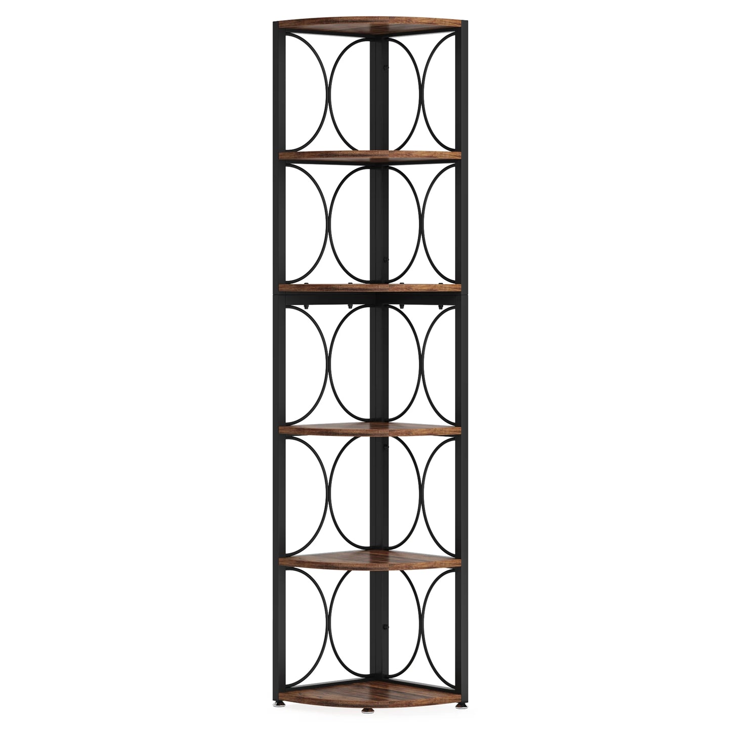 Tribesigns 6 Tier Rustic Corner Bookshelf Tall Storage Rack