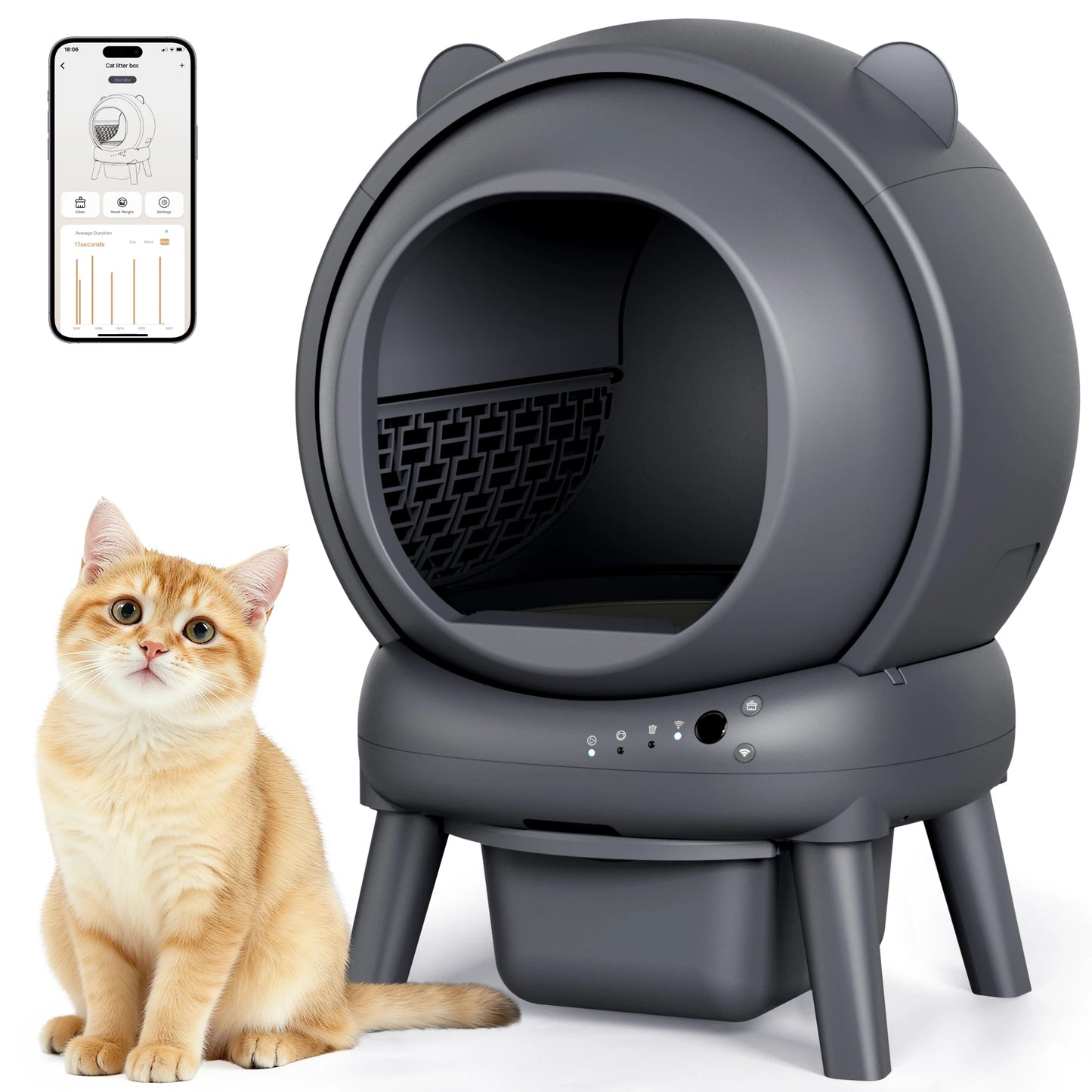 Smart Self Cleaning Litter Box With Dual Safety Sensors