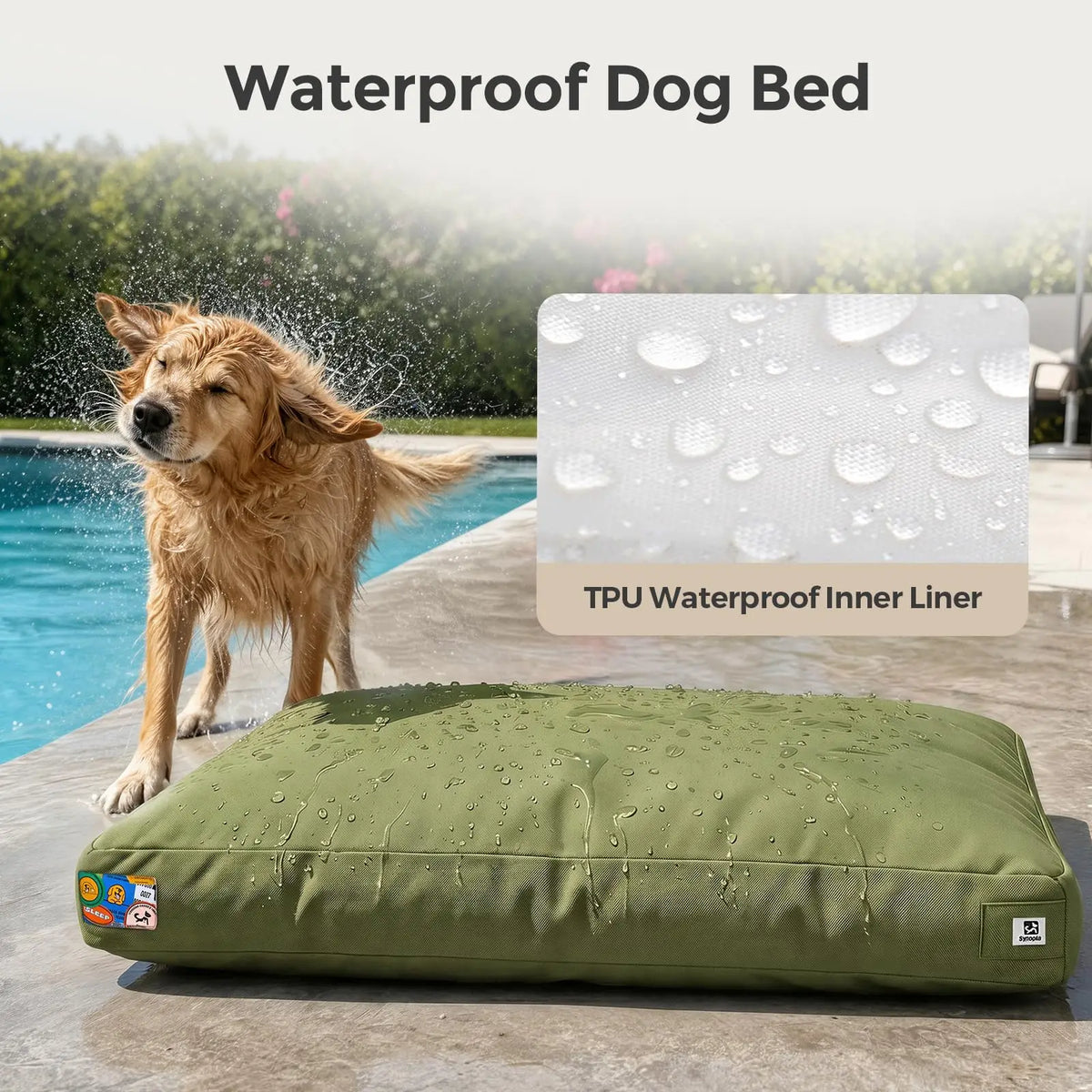 42-Inch Water-Resistant Canvas Dog Bed with Removable Cover Pet and Home Outlet