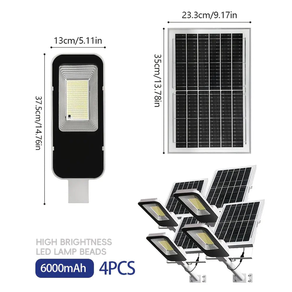 Outdoor Solar Street Lamps 4 Pack 6000mAh Waterproof