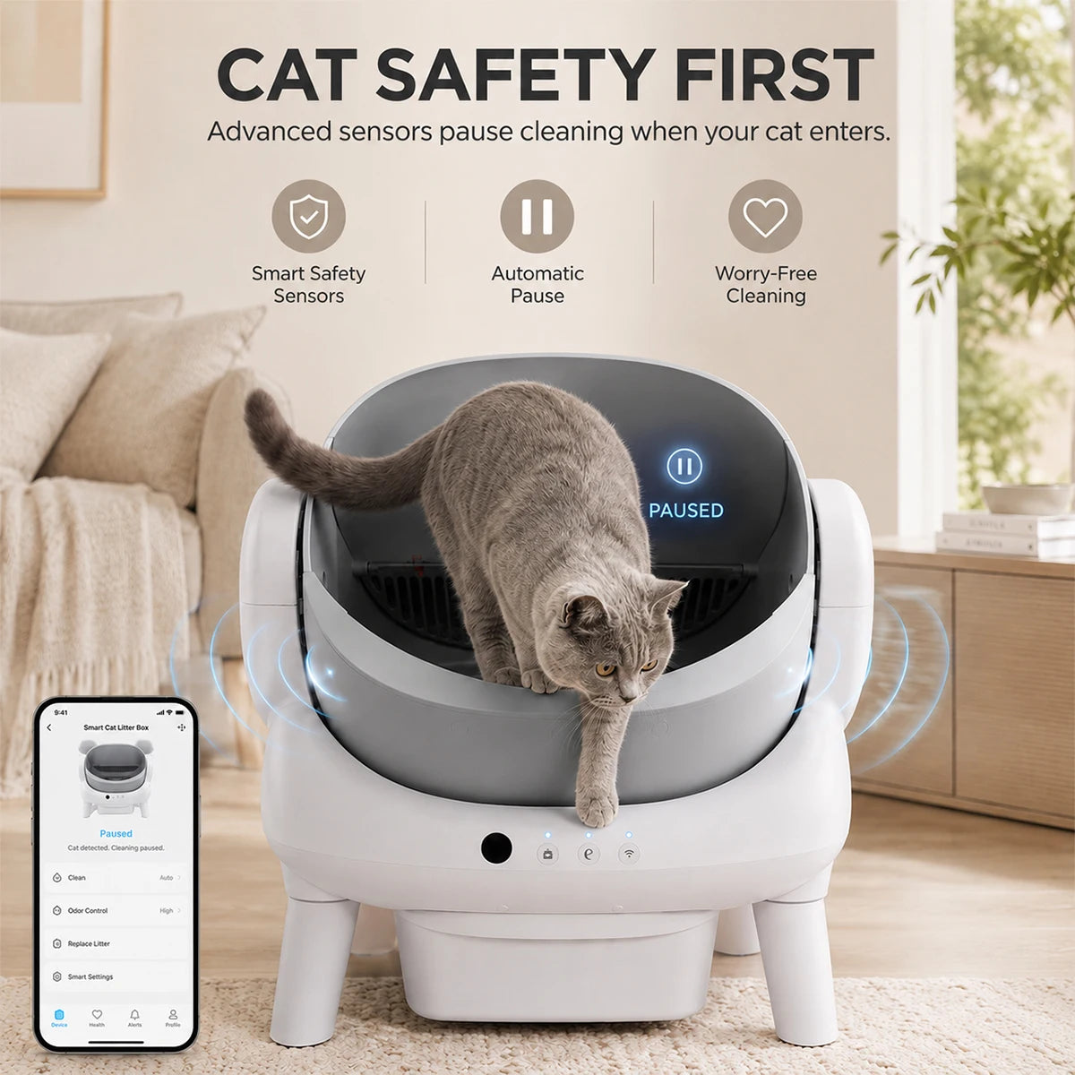 Smart Automatic Cat Litter Box Offering Self Cleaning And App Integration