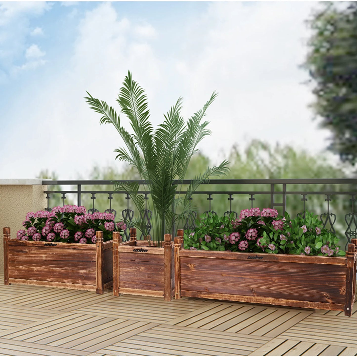 Wooden Raised Garden Bed Window Planter By P-WD356W