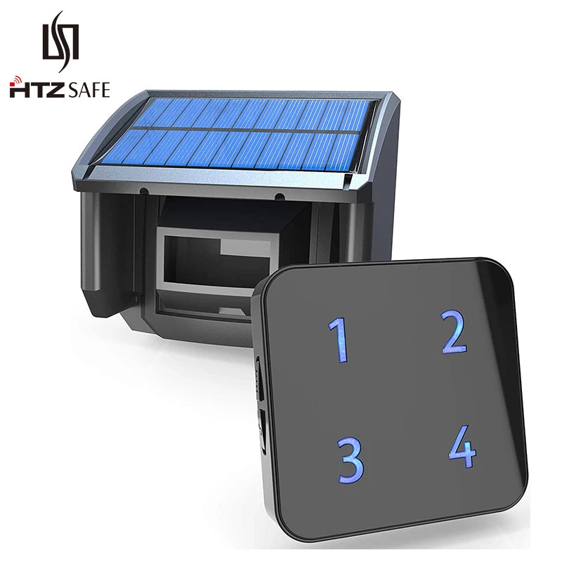 HTZSAFE Solar Wireless Driveway Alarm With Weather Resistant Motion Sensor