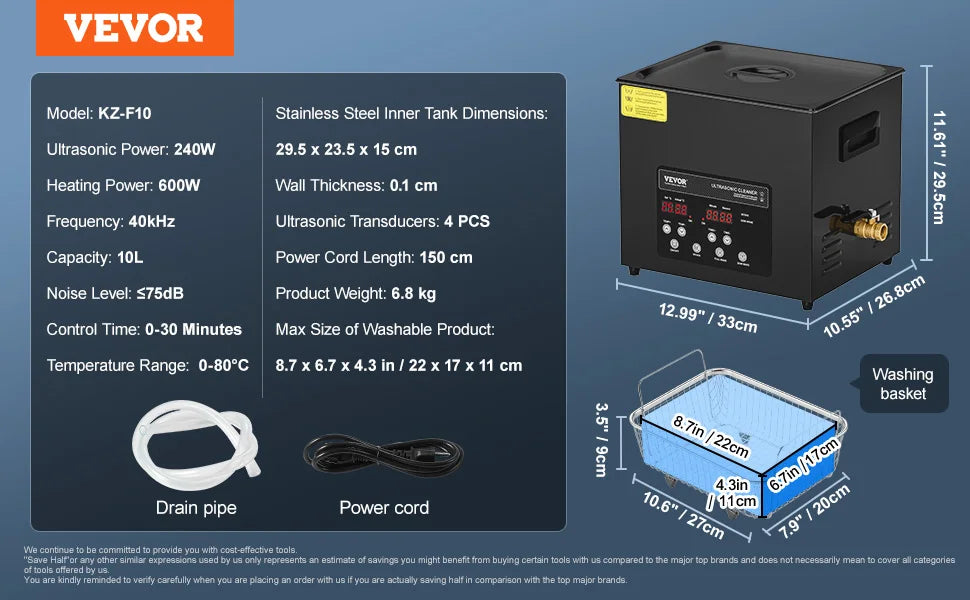 SucceBuy Ultrasonic Cleaner For Dishes Portable With Timer Home Appliance