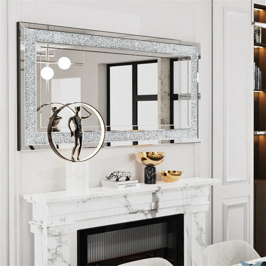 Crystal Crush Diamond Wall Mirror Rectangular Framed Mirror