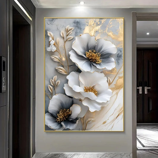 Modern Luxury Floral Canvas Mural, Framed Floral Painting
