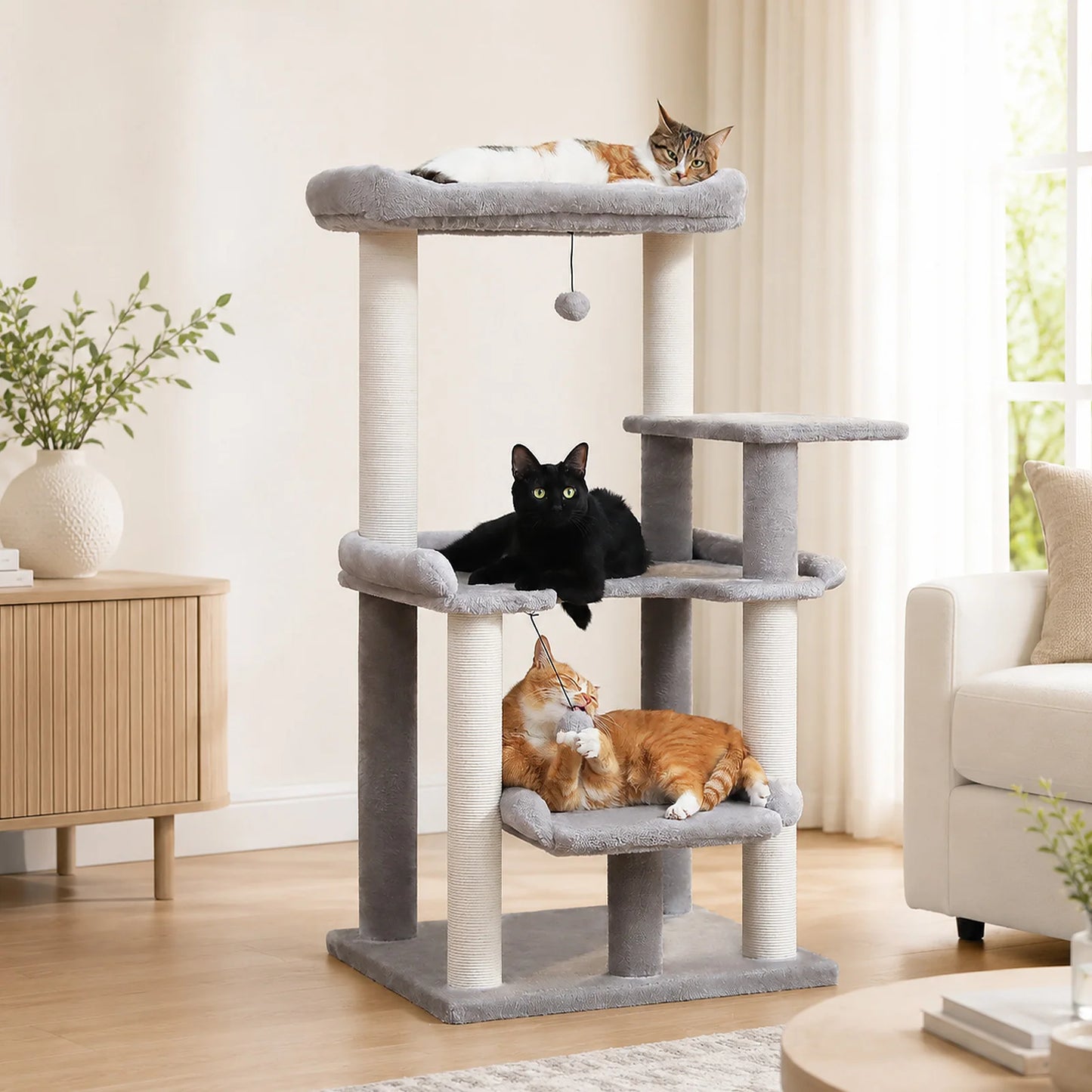 PAWZ Road Multilevel Cat Tree With Sisal Posts And Perch
