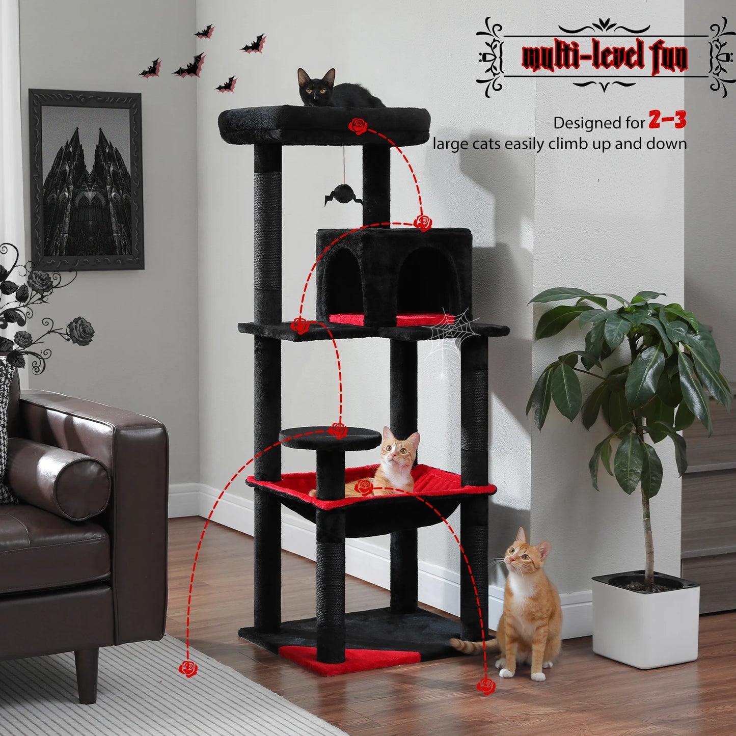 PAWZ Road Cat Tree Indoor Five Level Tower With Hammock
