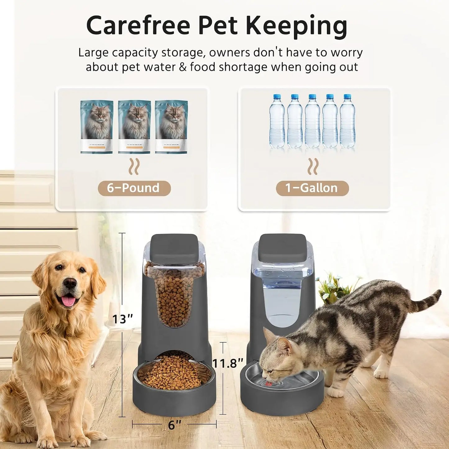 Automatic Cat Feeder And Water Dispenser Set For Pets
