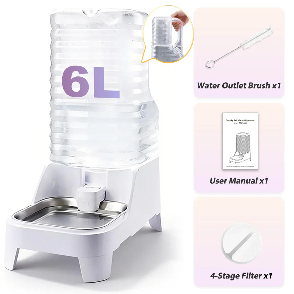 Nityers Gravity Pet Water Dispenser With Steel Tray For Dogs