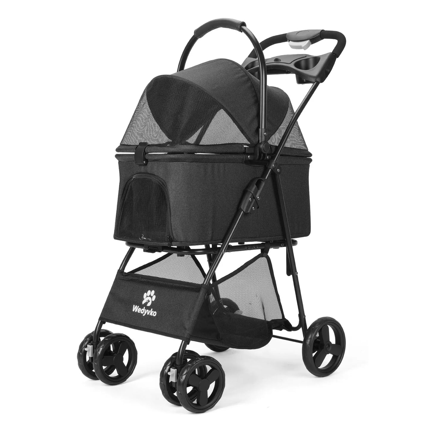 Pet Stroller With Removable Carrier For Dogs And Cats