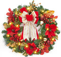 Garvee 24 Inch Christmas Red Fruit Wreath Suitable for Door Hanging Decoration Pre-Lit Christmas Wreaths Accent Decor for Wall, Window, Home, Office, Winter Holiday Pet and Home Outlet