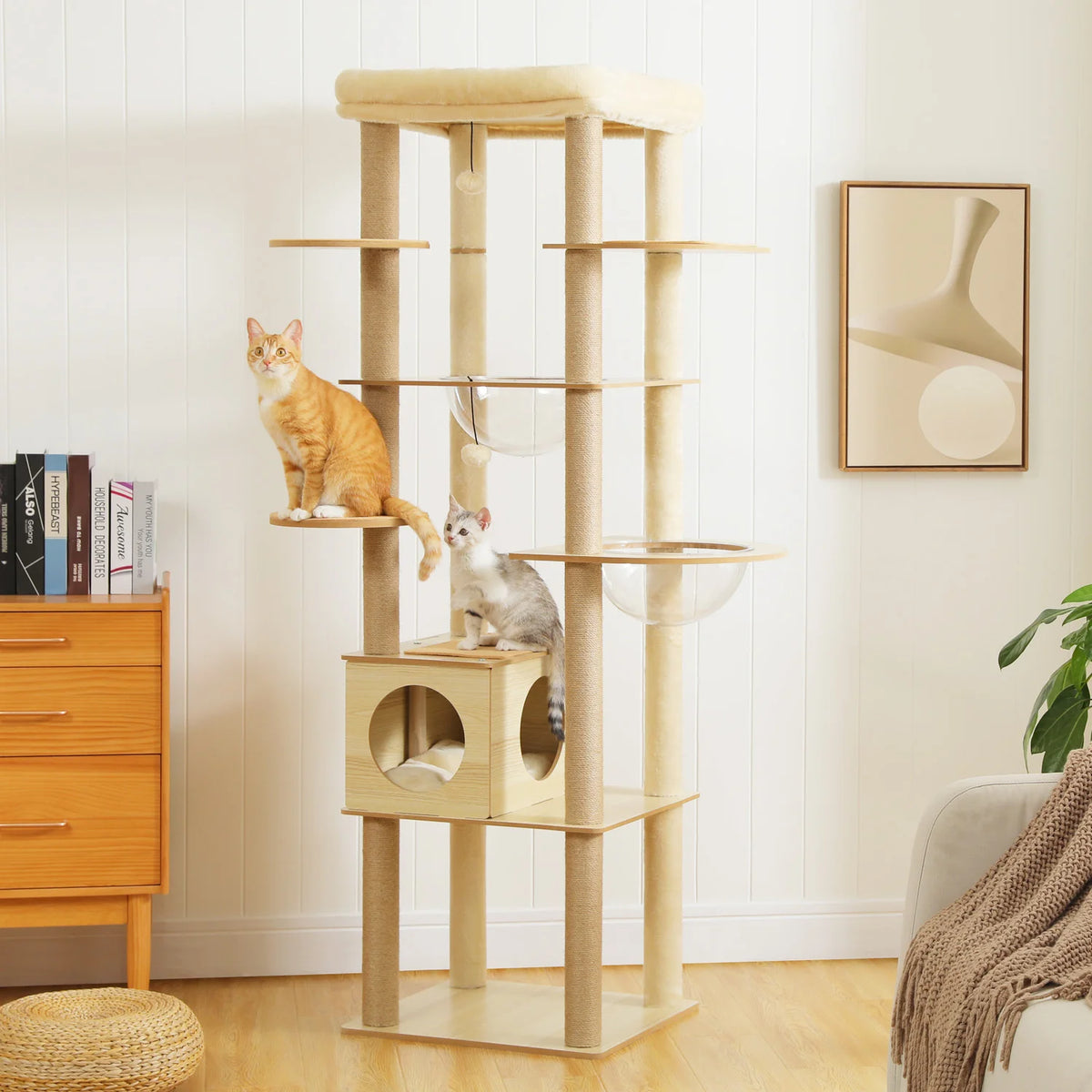 Pawz Roofer Multi Level Cat Tree With Scratching Posts Hammock