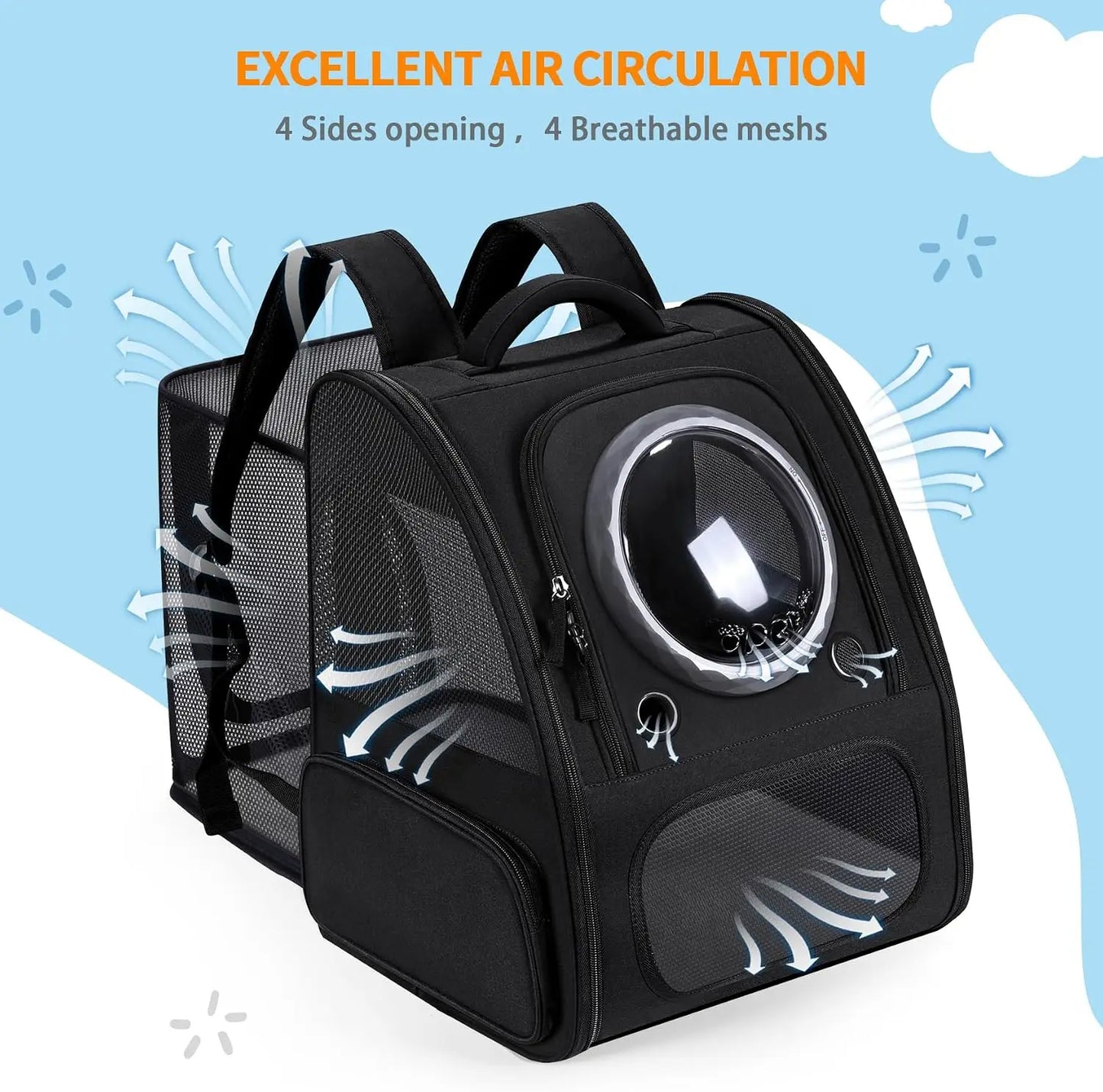 Expandable Pet Backpack Carrier for Cats and Small Dogs