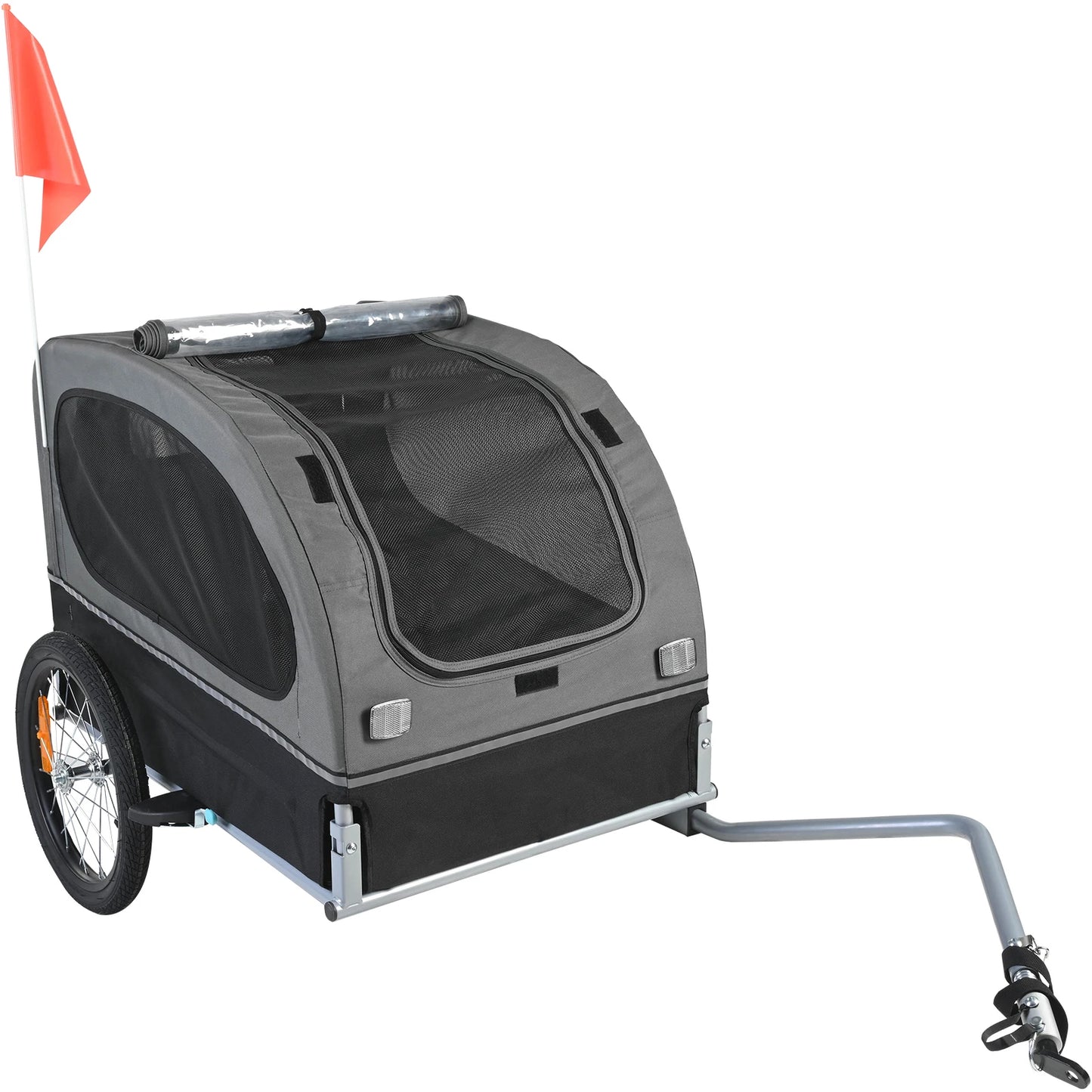 Dog Bike Trailer Pet Cart With Wheels Reflectors Coupler Collapsible Storage