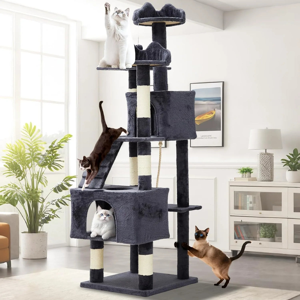 Sturdy Cat Tree With Sisal Scratching Posts And Condos