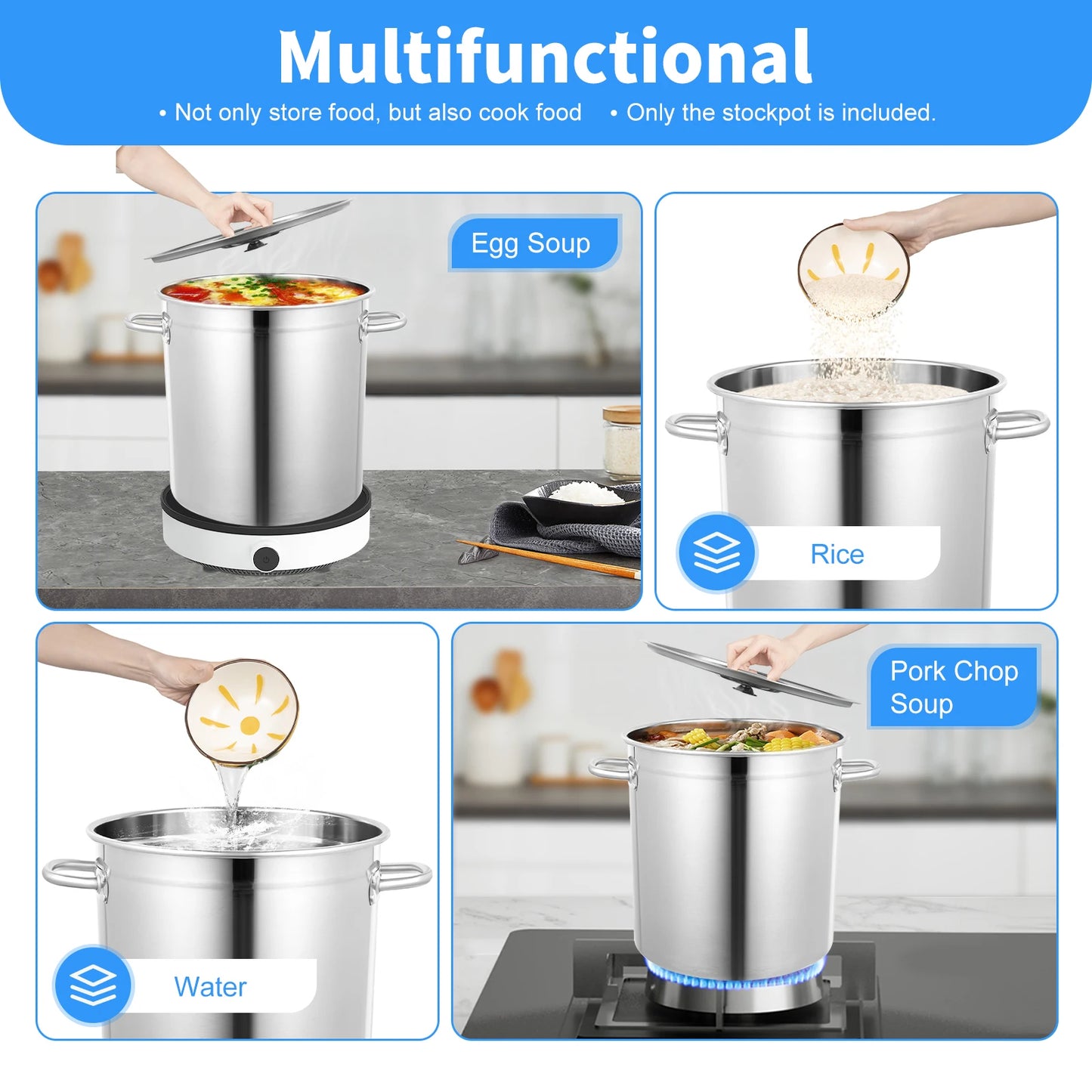Stainless Steel Soup And Stock Pot With Lid And Handles