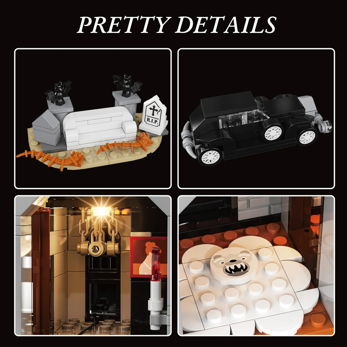 Gothic House Building Blocks Set Nightfall Manor Architecture Bricks Creative Home Decoration Desktop Ornament Halloween Gift for Adults Pet and Home Outlet