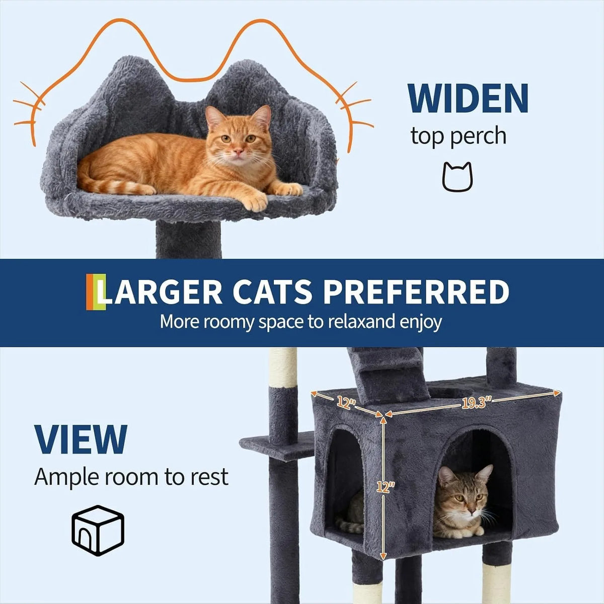 Sturdy Cat Tree With Sisal Scratching Posts And Condos
