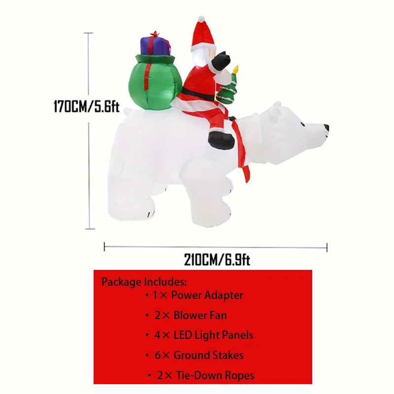 Huge Christmas Inflatables Santa Clause Riding Bear with Shaking Head 6.56ft Outdoor Decorations Inflatable Toy Mold Blow up Garden Yard Decor with LED Lights for Xmas Holiday Christmas Eve Party Indoor White Winter Pet and Home Outlet