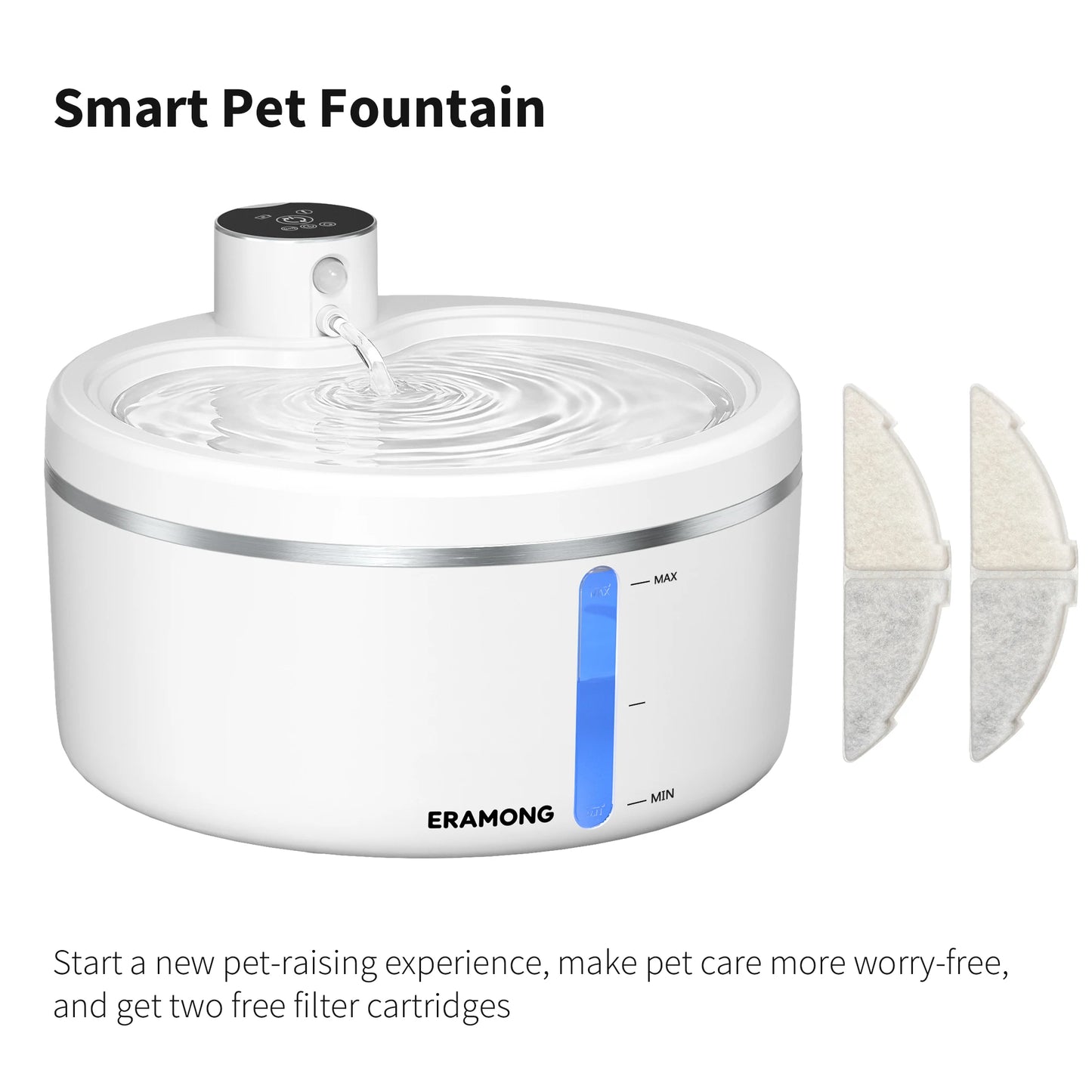 Eralong 2.7L Wireless Intelligent Cat Water Fountain With Auto Sensor
