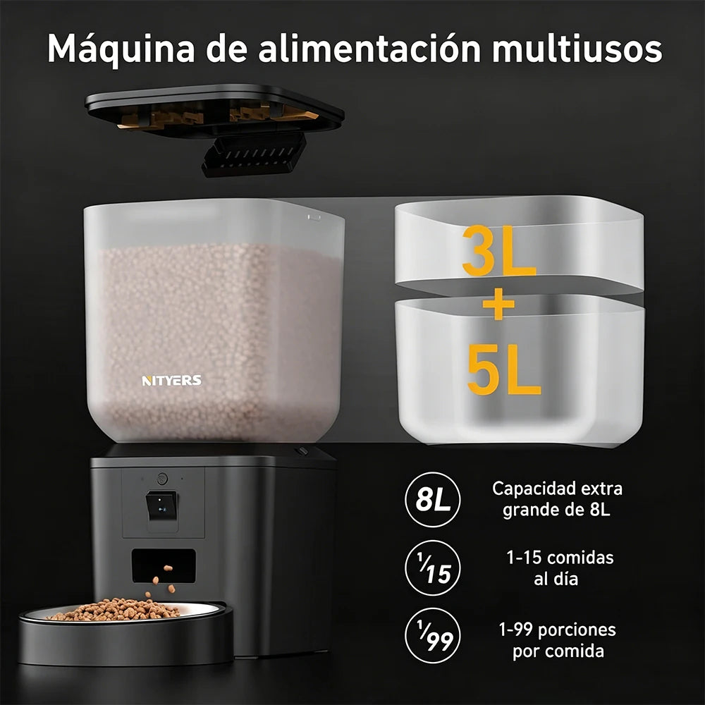 Nityers 8L Smart WiFi Cat Feeder With Night Vision Camera