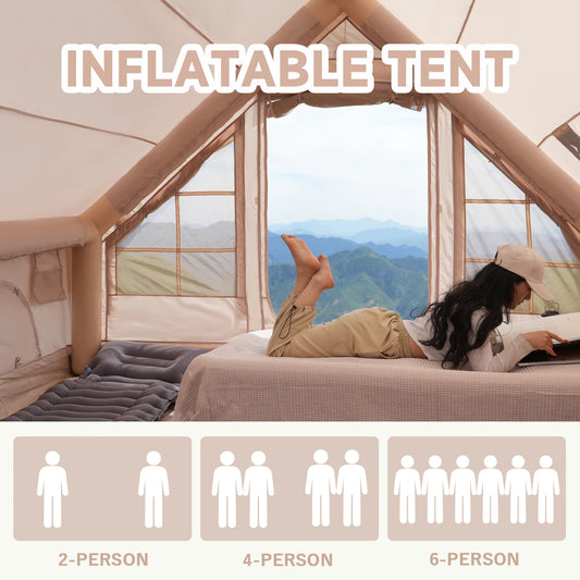 Pakicetus Inflatable Tent With Skylight Quick Setup Family Outdoor Tent