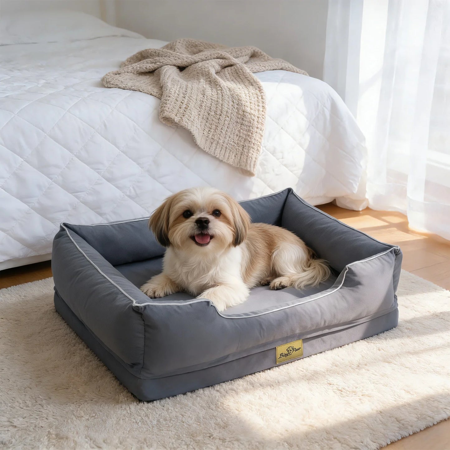 BINGOPAW Orthopedic Oxford Dog Bed With Waterproof Lining And Removable Cover