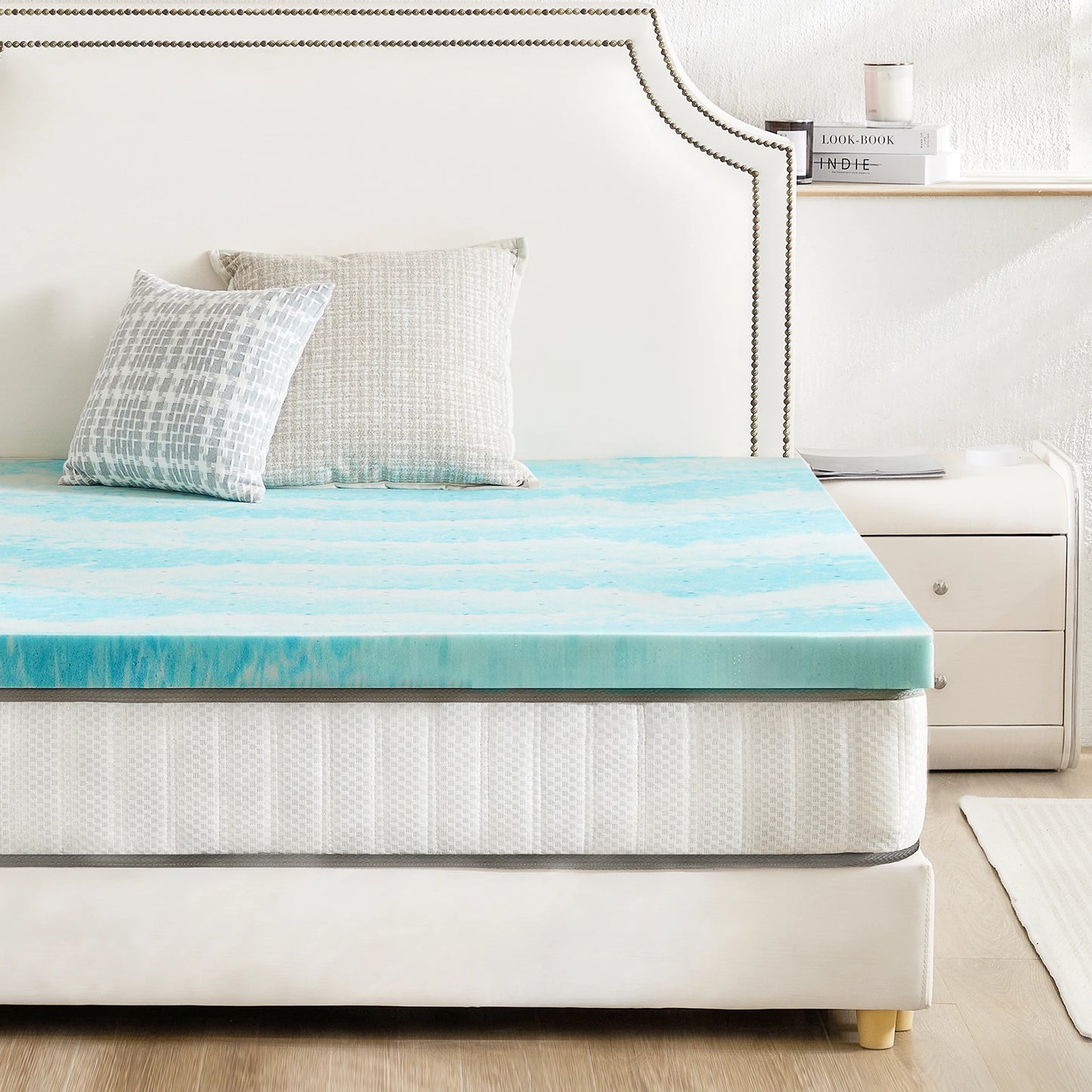 JHK Gel Infused Memory Foam Mattress Topper For Beds