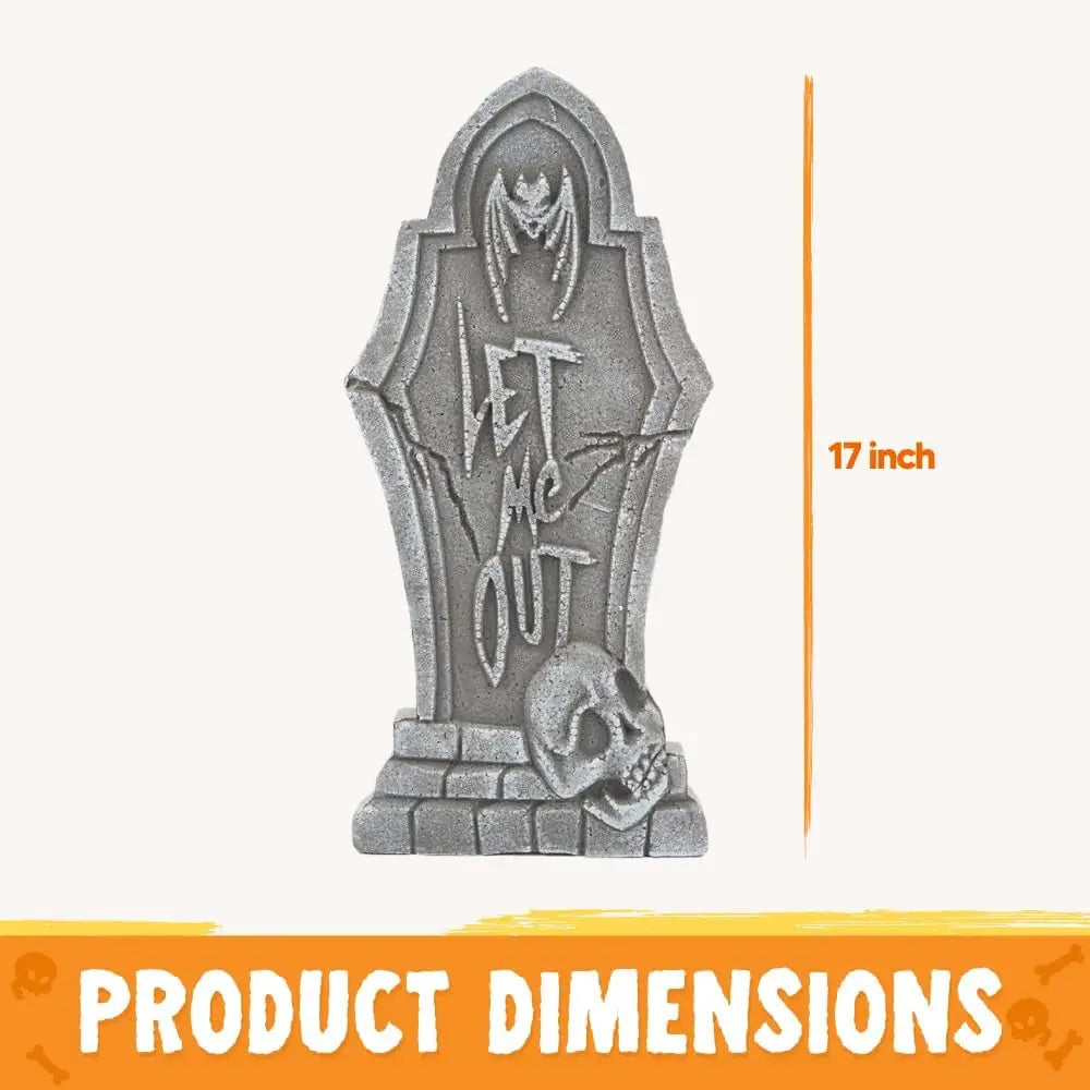 17" Halloween Decorations Outdoor Tombstones 5 Pack Halloween Graveyard Foam Headstones Decor with 12 Metal Stakes for Prop Cemetery Yard Lawn Decorations, Party Supplies Pet and Home Outlet