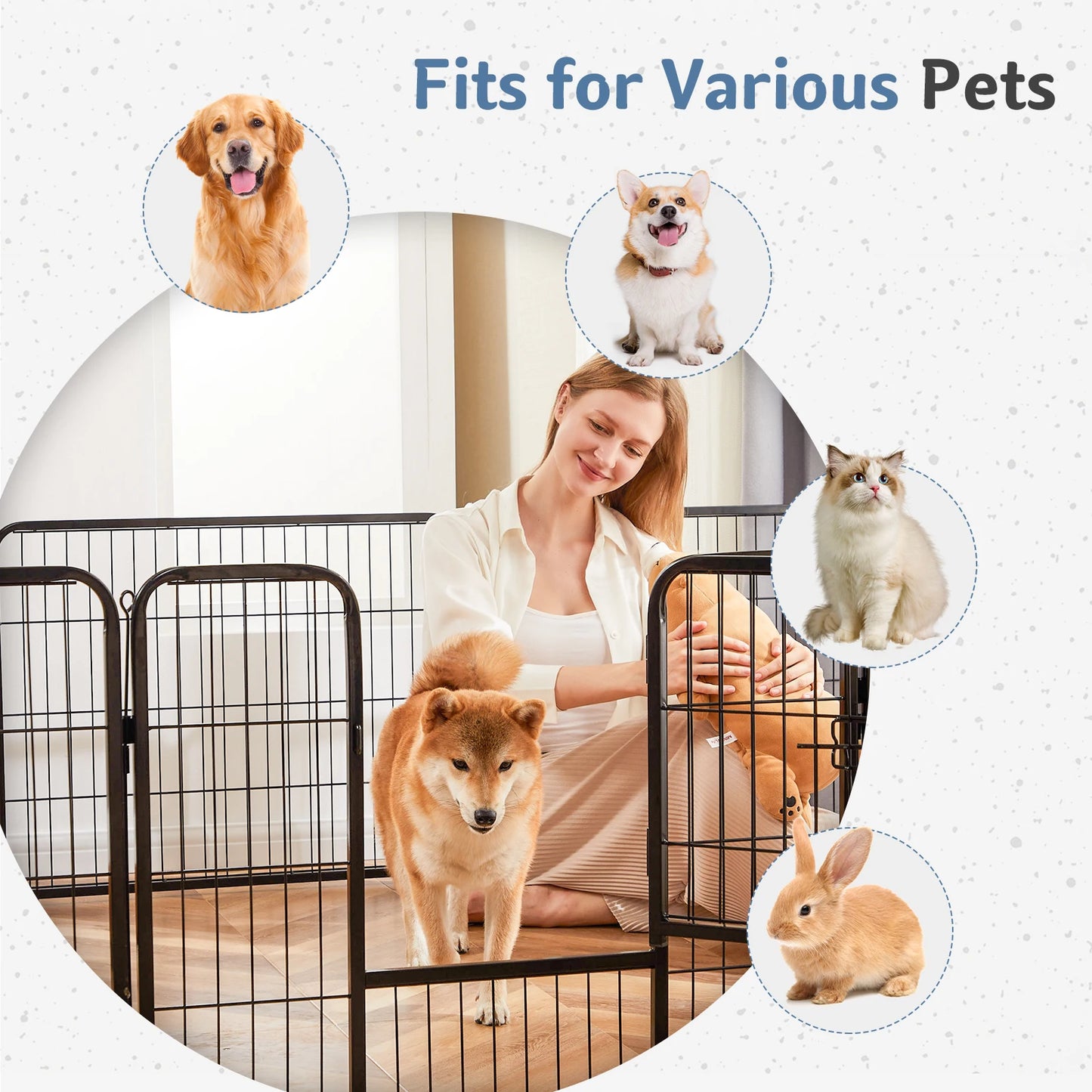 JHK Metal Dog Playpen Fence For Indoor Outdoor Use