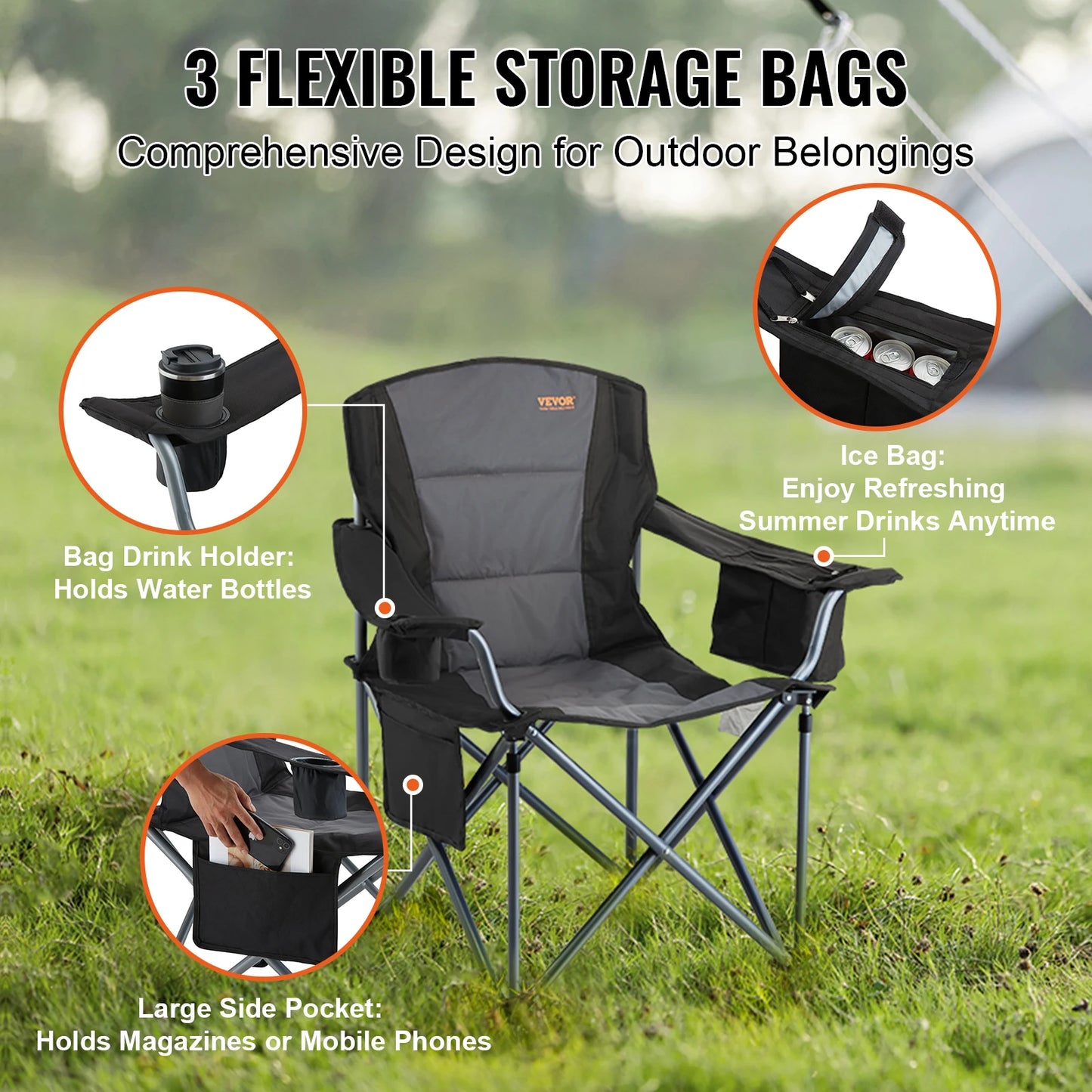 SucceBuy Ultralight Outdoor Camping Chair 350Lb Capacity Folding Chair